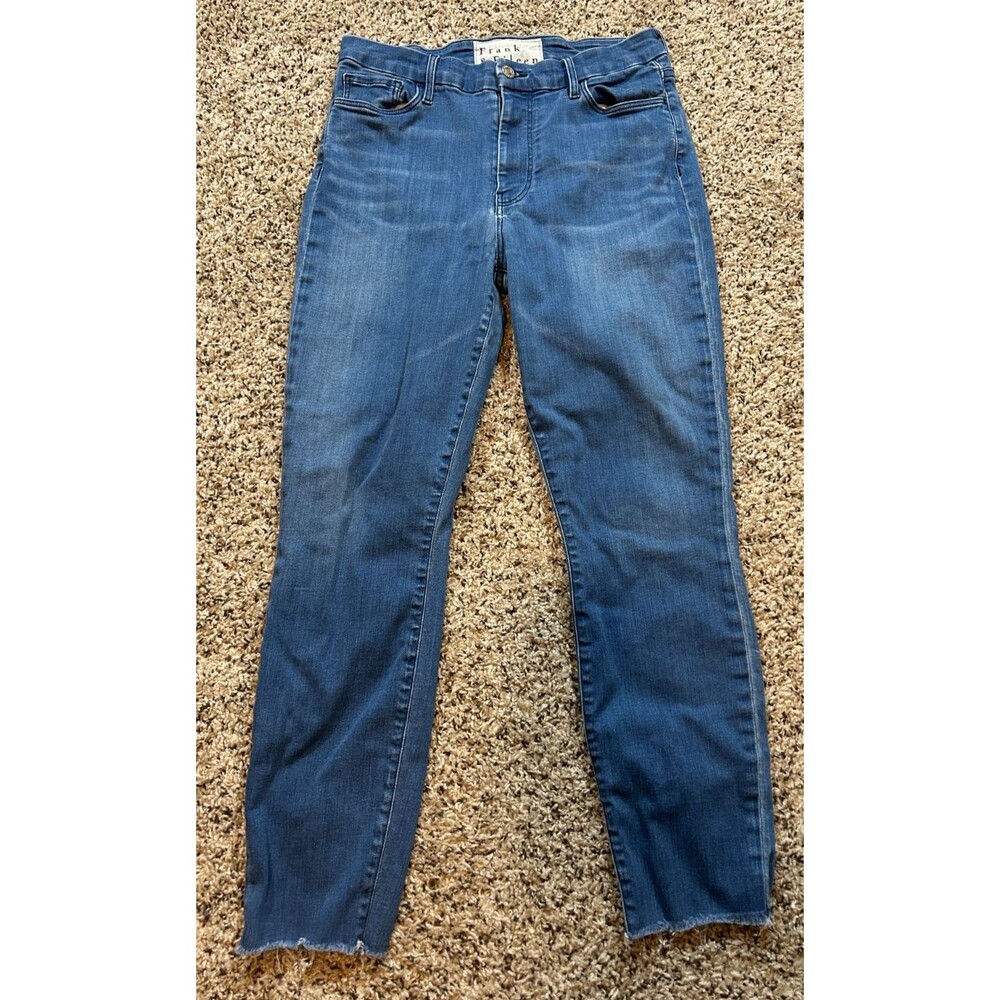 Frank & Eileen Jeans Womens 29 Blue Sligo Raw Hem Dark Wash Denim Stretch USA